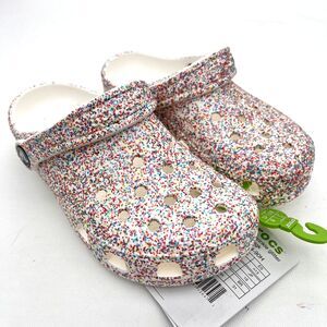 NEW Crocs Classic Sprinkle Glitter Clog – Kids White Glitter Kids US C13